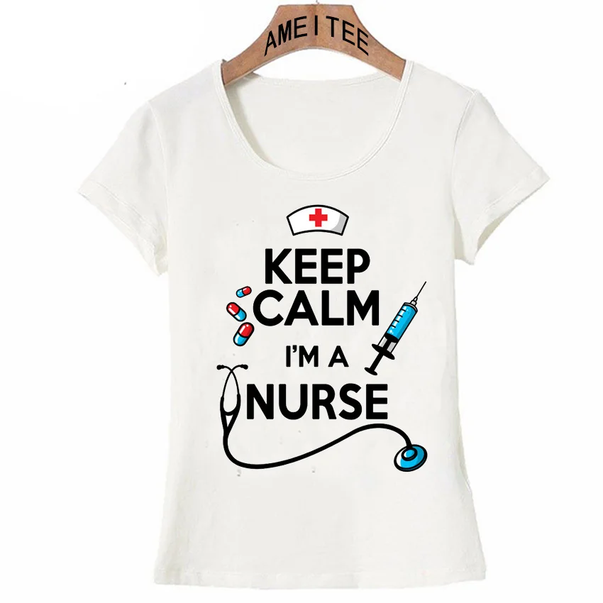 Keep calm i'm a cute Футболка с принтом "Nurse" Новая летняя популярная женская футболка милые повседневные топы с забавным мультяшным дизайном женские футболки - Цвет: Бургундия