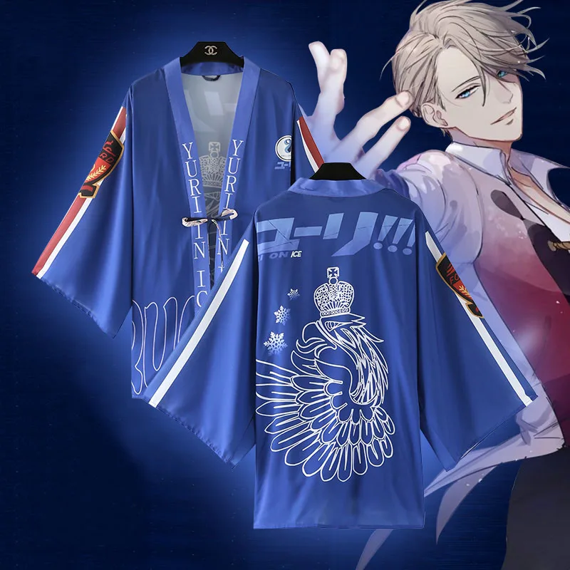 Летнее японское модное кимоно Аниме YURI! На ICE Yuri Plisetsky плащ косплей костюм