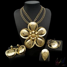 2017 Free Shipping Yulaili Fashion High Quality Big Flower Pendant Pure Gold Color Dubai Jewelry Sets For Ladies