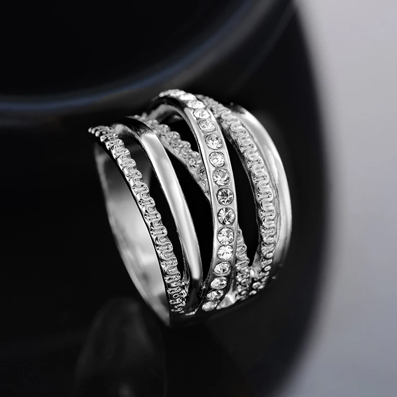 Золото/серебро, шикарные изящные кольца в виде снежинок для женщин, девушек, Обручальные, свадебные, вечерние, Anel ювелирные изделия, подарок, bague femme Z2 - Цвет основного камня: 2010550082A