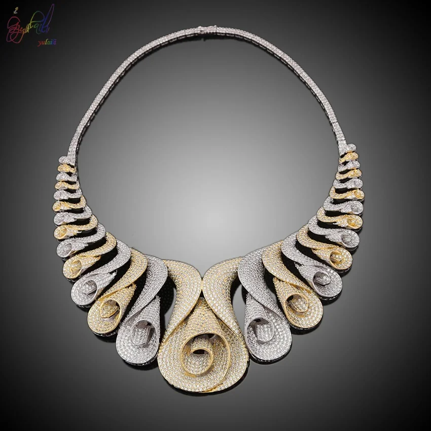 Yulaili роскошная атмосфера стиль женское ожерелье браслет, серьги, кольцо, костюм Американский Циркон Камень Высокое качество ювелирный набор