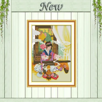

Play the lyre classical girl painting decor counted printed on canvas DMC 11CT 14CT Cross Stitch kits embroidery needlework Sets