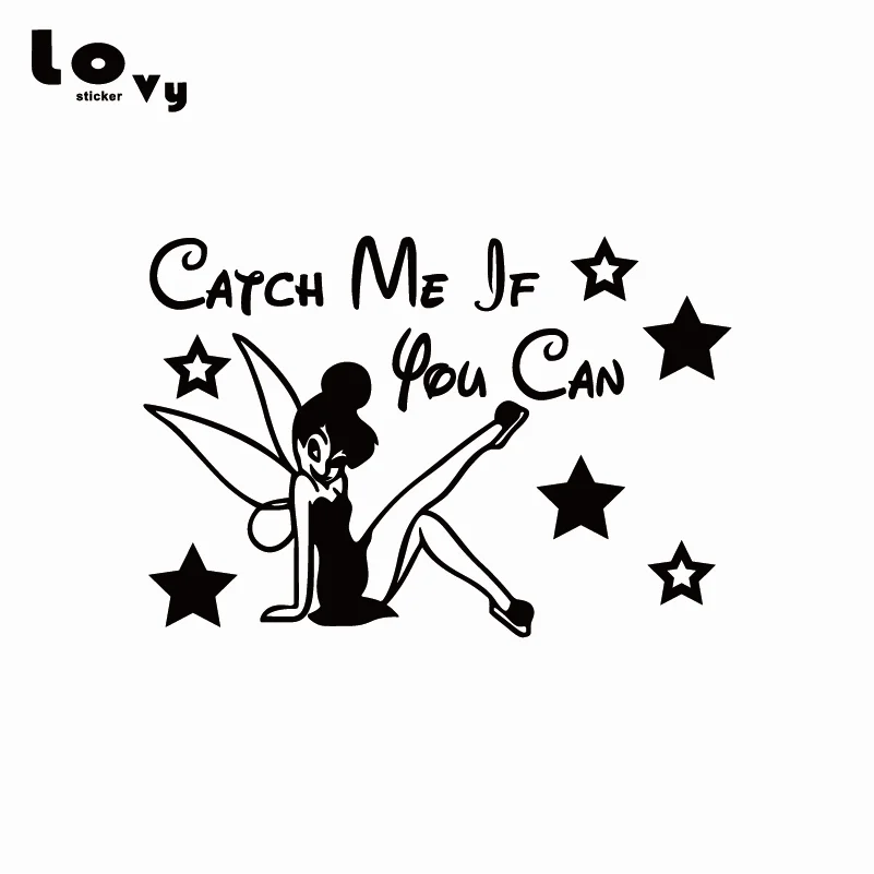 

Tinkerbell Catch Me If You Can Fairy Vinyl Car Sticker Funny Cartoon Car Decal for Car Bumper Window Body Decoration CR0671
