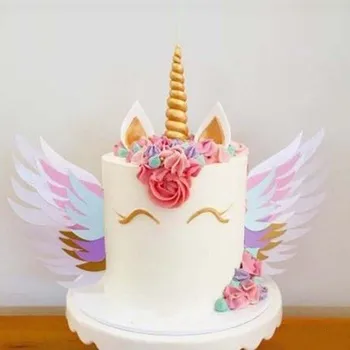 

Unicorn Wings Wedding Cake Topper For Decor Mariage Valentines Day Decoration Wing Cake Topper Party Supplies Baking Accessoires