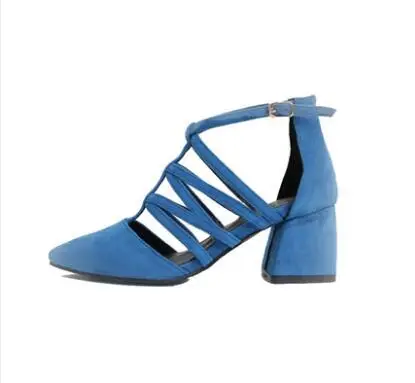 

2019 women's sandals shoes new high heel thick heel pointed women's shoes strap sandals size 34 - 43