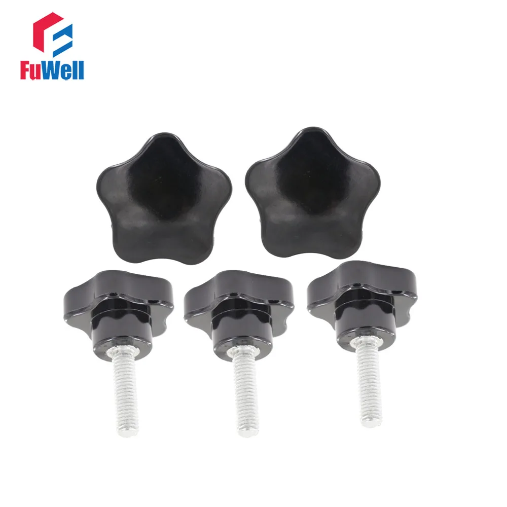 5pcs M10 x 20mm Thread 50mm Plastic Head Diameter Clamping Grip Knobs