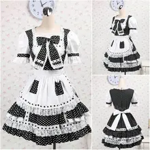 Heißer Verkauf! V-1084 Schwarz Knie-Länge kurzen Ärmeln Gothic Lolita Kleid Schuluniform Halloween Cosplay Cocktail Kleid alle Größe