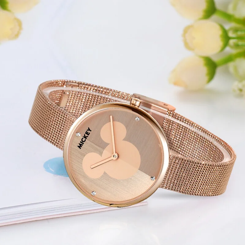 Genuine Disney Women's Quartz Steel Mesh Band Bracelet Round Simple Fashion Mickey 11156 Watches Pretty Female Teen Wristwatch Genuine Disney Women's Quartz Steel Mesh Band Bracelet Round Simple Fashion Mickey 11156 Watches Pretty Female Teen Wristwatch