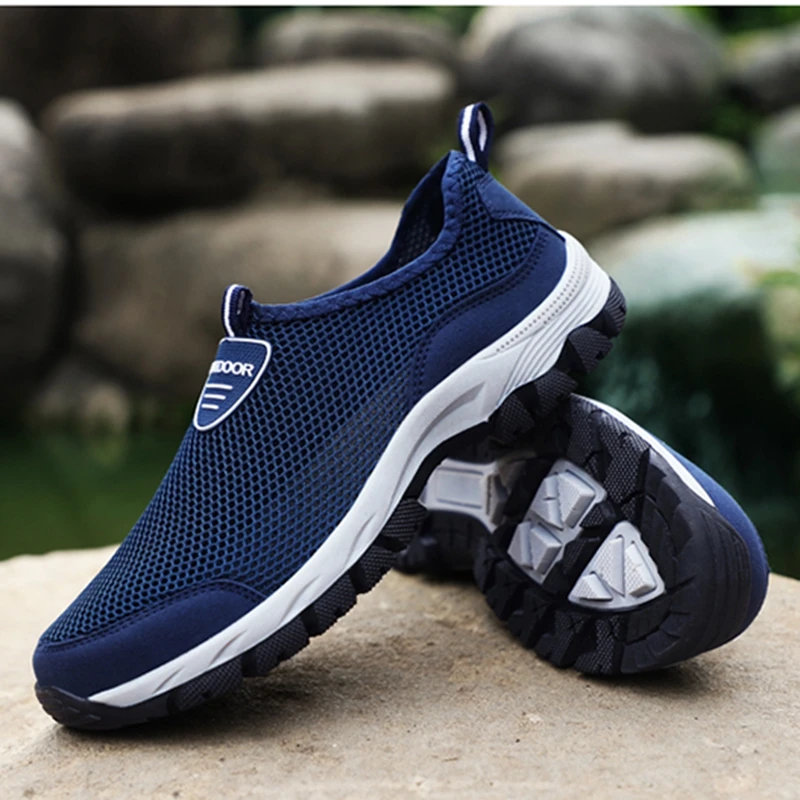 

Mens Running Shoes 2019 Summer Breathable Men's Shoe Slip On Mesh Sneakers Adult TPR Non Slip Loafers Trekking Wading Fishing