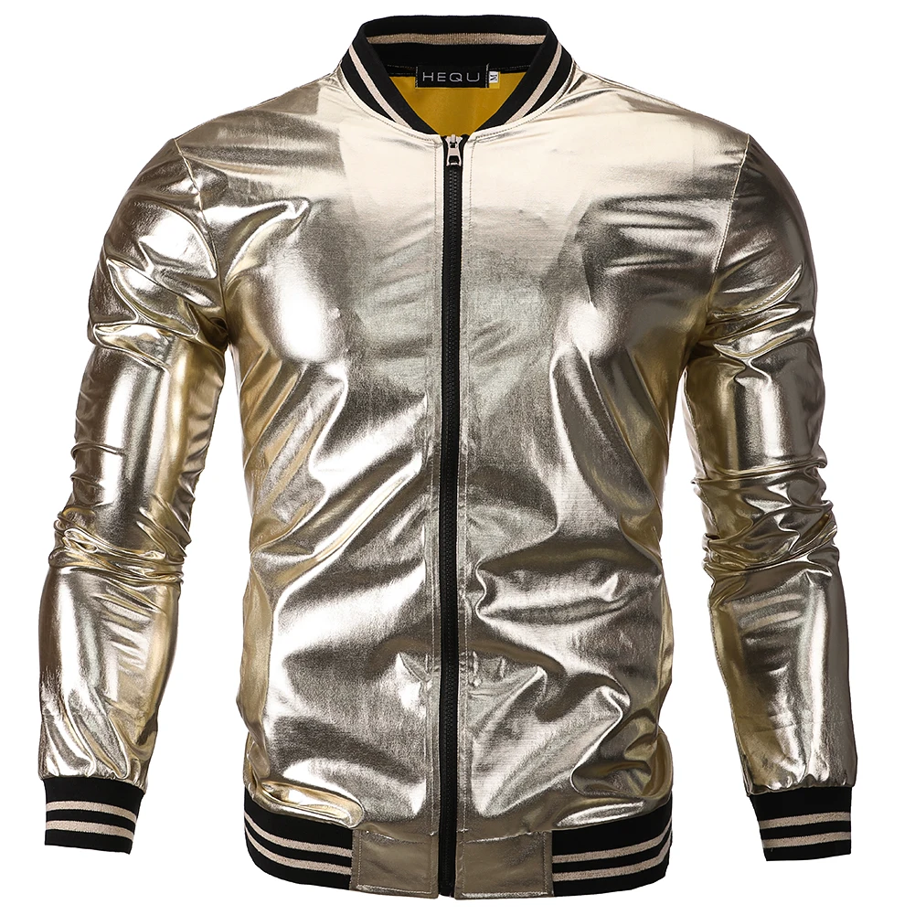 Solid Gold color New 2018 Fashion Casual Jacket M 2XL Men Spring Autumn