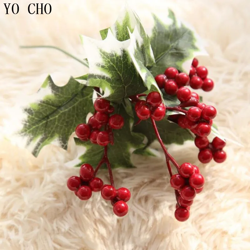 

YO CHO 4pcs Vivid Artificial Plants Best Indoor Succulents Xmas Berries For Garden Home Xmas Party Decoration Artificial Fruit