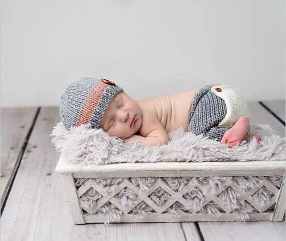 Комплект для фотосъемки с синими эльфами, шляпа и брюки для новорожденных, комплект для малышей, вязаная одежда, размер: 0-1 м, 3-4 м - Цвет: as photo
