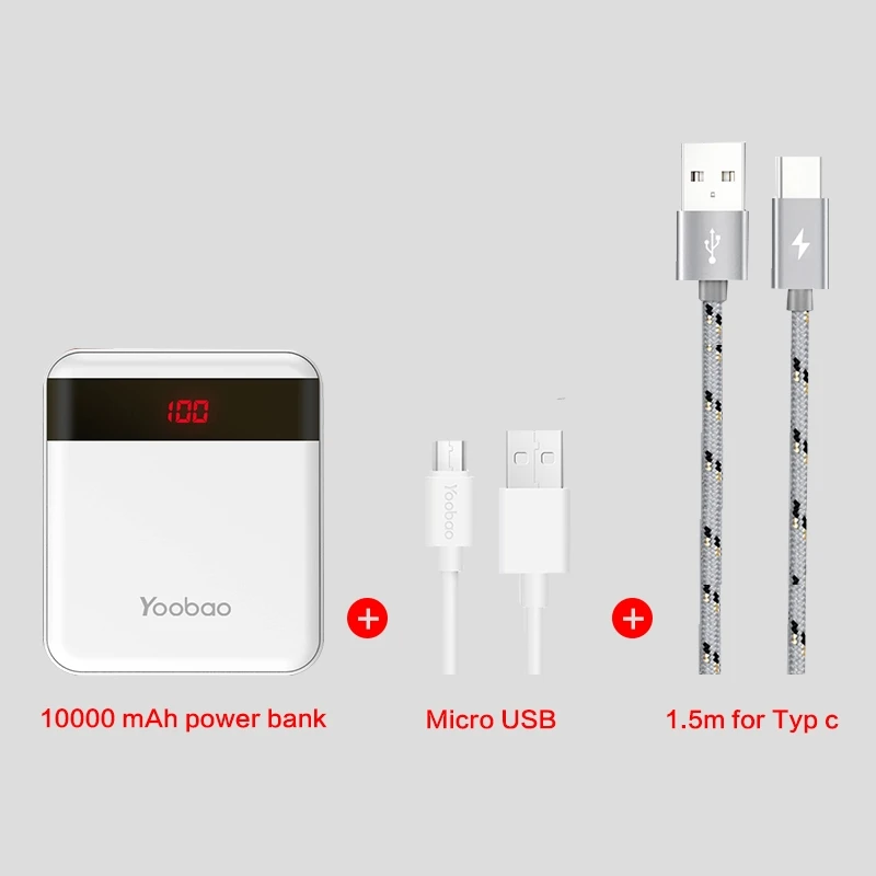 Yoobao mi ni power Bank, 10000 мА/ч, милое зарядное устройство, портативное зарядное устройство, внешняя батарея, повербанк для Xiaomi mi 2, для телефона huawei P9 - Цвет: white type-c