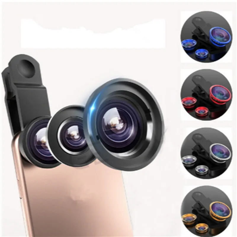 

1PC New 3 in1 Wide 180 Fish Eye Lentes Angle Macro Fisheye Lens Camera Mobile Phone Lenses For IPhone Smartphone Microscope