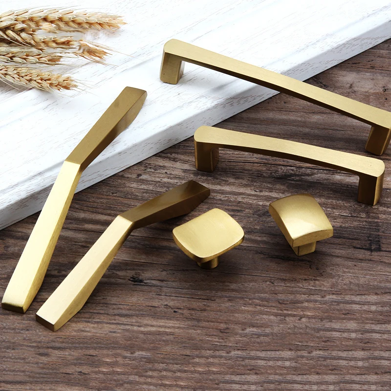 Satin brass kitchen handles and Knobs Cupboard Pulls Drawer