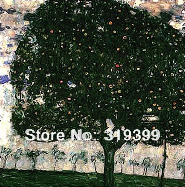 

Oil Painting reproduction on Linen Canvas,Apple Tree II by gustav klimt , Free fast ship,100% Handmade,Museam Quality