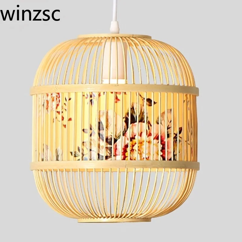 

Creative personality Pendant Lights Southeast Chinese garden rattan bamboo hanging lamp dining room retro wood led lamp LU816320