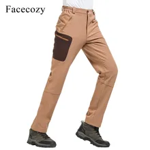 Facecozy, мужские зимние походные флисовые штаны из плотного флиса внутри, лоскутные карманы,, ветрозащитные теплые походные брюки для кемпинга