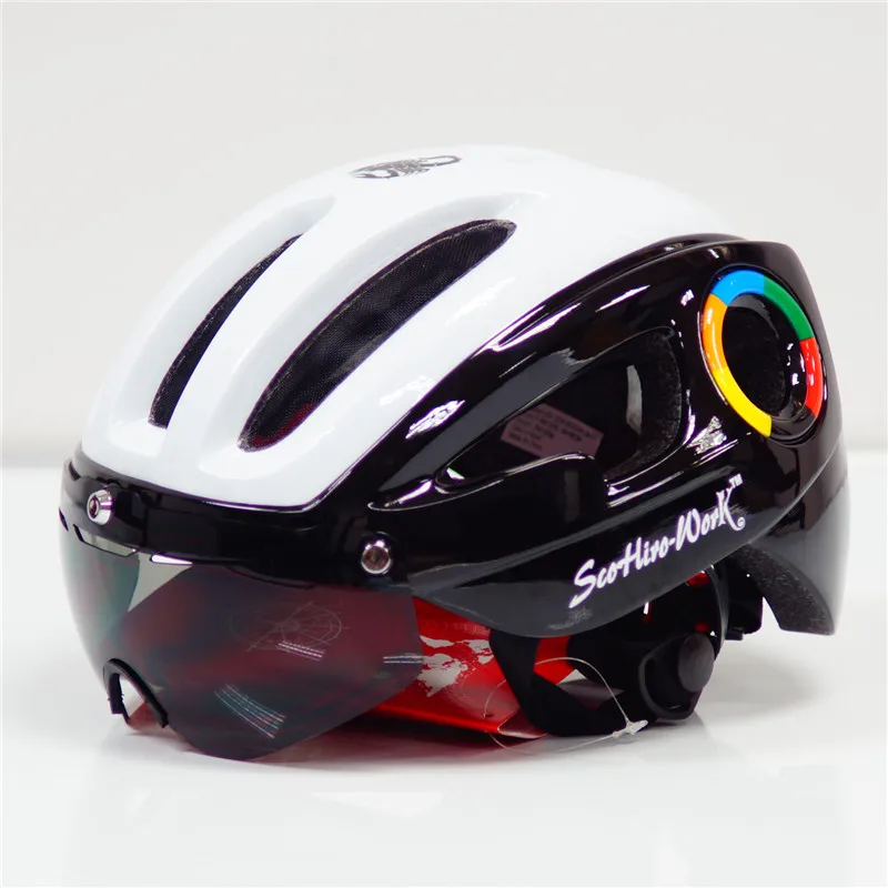 Scohiro Bicycle Helmet 3 lens visor sunglasses MTB Mountain Road Bike