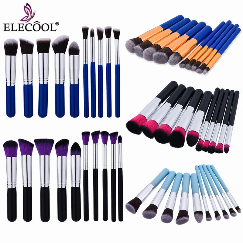 

ELECOOL 10/4pcs Makeup Brushes Set Soft Hair Powder Foundation Eyeshadow Contour Cosmetics Make Up Brushes Pincel Maquiagem