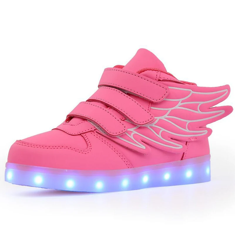 Детский Светильник с крыльями; детская обувь с подсветкой для мальчиков и девочек; светящиеся кроссовки с зарядкой через usb; модная обувь для мальчиков