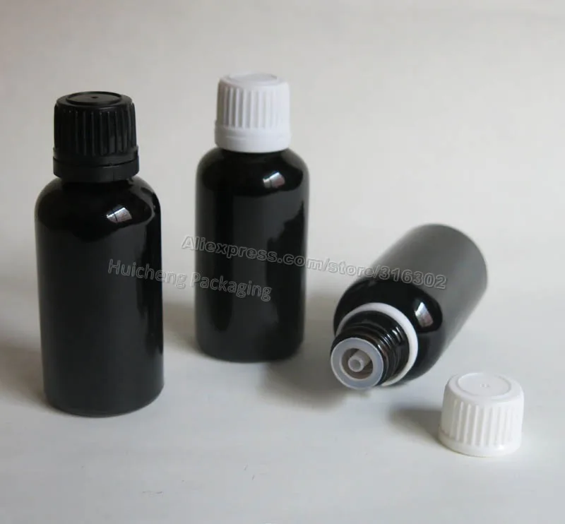 200 X 30ml Shining Paint Black Glass EssentIl Oil Bottle With Tamper