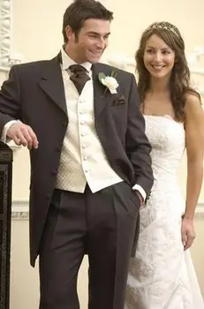 

Popular Fashion groom suits handsome Brown Custom made men's wedding party suit ( jacket+Pant+vest+tie)