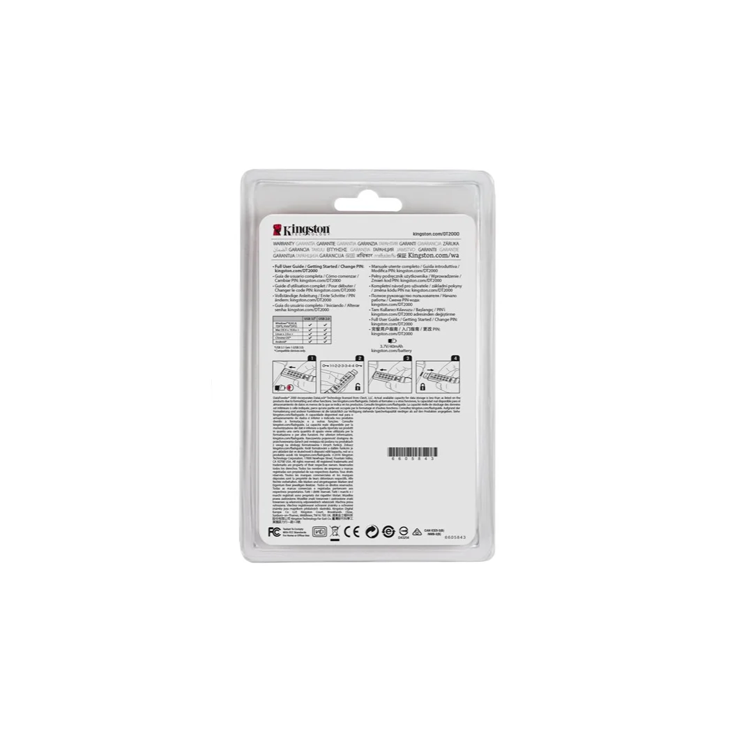 Kingston DataTraveler 2000 DT2000/16 GB-Memoria USB 3,0 DE 16 GB cifrada con Teclado... tipo Llave... Azul