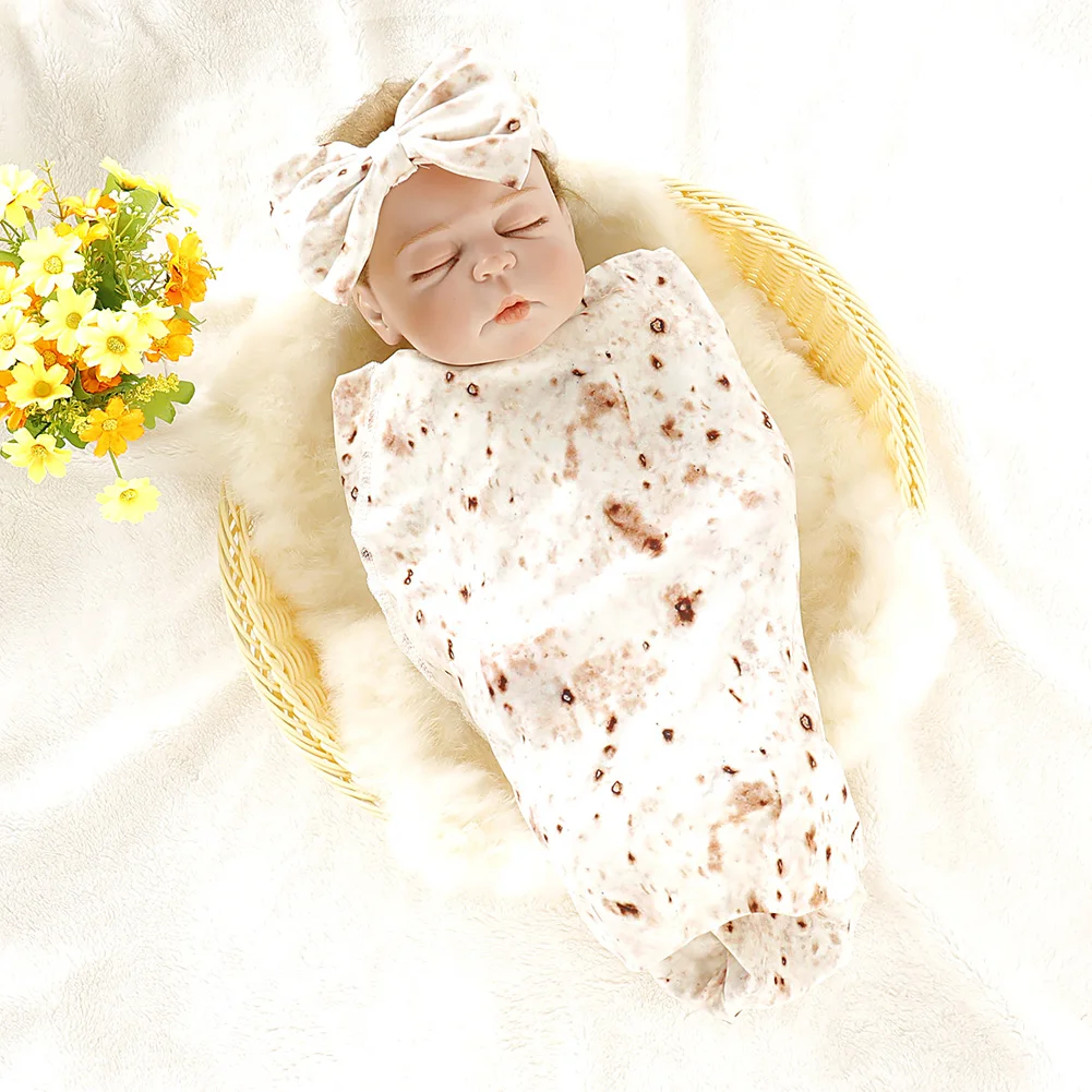Малыш новорожденный младенец ребенок мексиканский буррито хлопок Мягкий пеленать одеяло обернуть полотенце, постельное белье аксессуары с повязкой на голову 2 шт