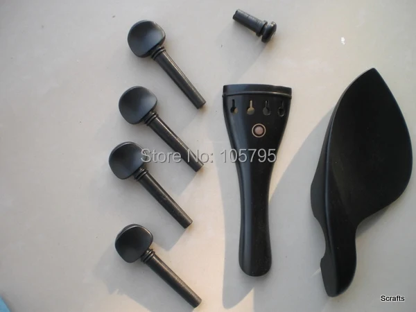 

3 sets EBONY Violin parts 4/4 with chin rest tail piece pegs & end pin