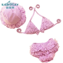 Детский купальник-бикини в цветочек, бикини для маленькой девочки, детский купальный костюм, кружевной Детский купальник для девочек, комплект из двух предметов