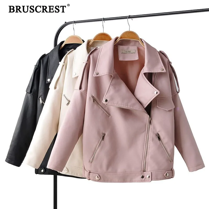 

2019 New black women pu leather jacket motorcycle streetwear fashion party elegant button formal clothes