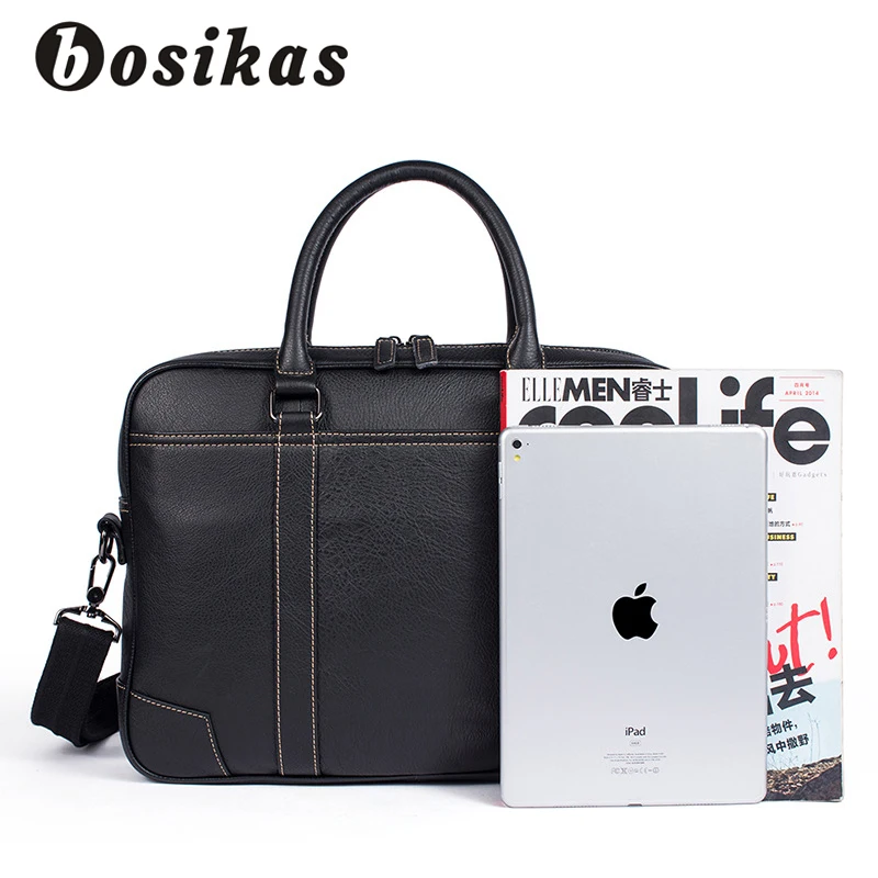 BOSIKAS Men Briefcases Genuine Leather Bags Business Briefcases Male Zipper Handbags Men Solid Messenger Bag Leather Laptop Bag BOSIKAS Men Briefcases Genuine Leather Bags Business Briefcases Male Zipper Handbags Men Solid Messenger Bag Leather Laptop Bag