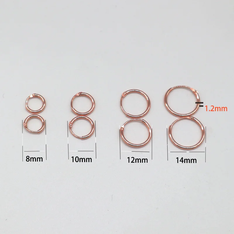 

Rose Gold color Simple Small Ear Bone Hoop Earrings For Women 925 Sterling Silver Material Mini Round Circle Earrings Hoops