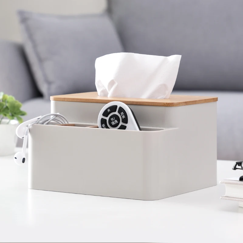Скандинавский простой тканевый ящик для дома, Многофункциональный журнальный столик для гостиной, бамбуковые деревянные салфетки, пластиковый держатель, чехол для рабочего стола