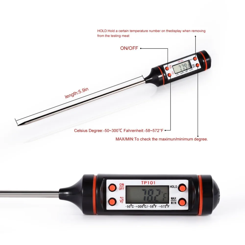 

Digital Cooking Thermometer Food Probe Meat Kitchen BBQ Selectable Sensor Gauge Heat Indicator Worldwide Store