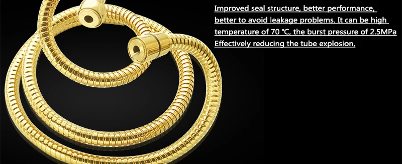 hm Shower Hose Brass Nut Double Lock Bathroom Replacement Anti-Explosion Stainless Steel 1.5M Gold Anti-Twist Plumbing Hose (20)