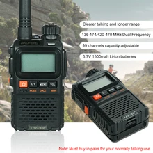 2 шт. BAOFENG UV-3R плюс портативной рации 10 км Портативный двухстороннее радио Dual Band CB радио ФИО Comunicador 99CH 1500 мАч Батарея Зарядное устройство