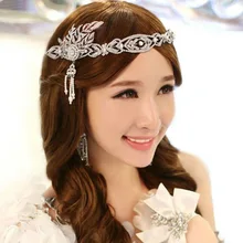 1920s винтажные аксессуары для волос, жемчужная корона с кристаллами, новинка, большой Гэтсби, головной убор, ювелирное изделие, свадебная повязка с листом и лентой