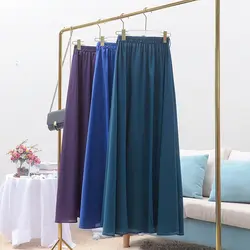 Весна 2019 для женщин длинные цвета металлик серебро Макси модная плиссированная юбка Уличная Винтаж Falda плиссированные Длинная юбка