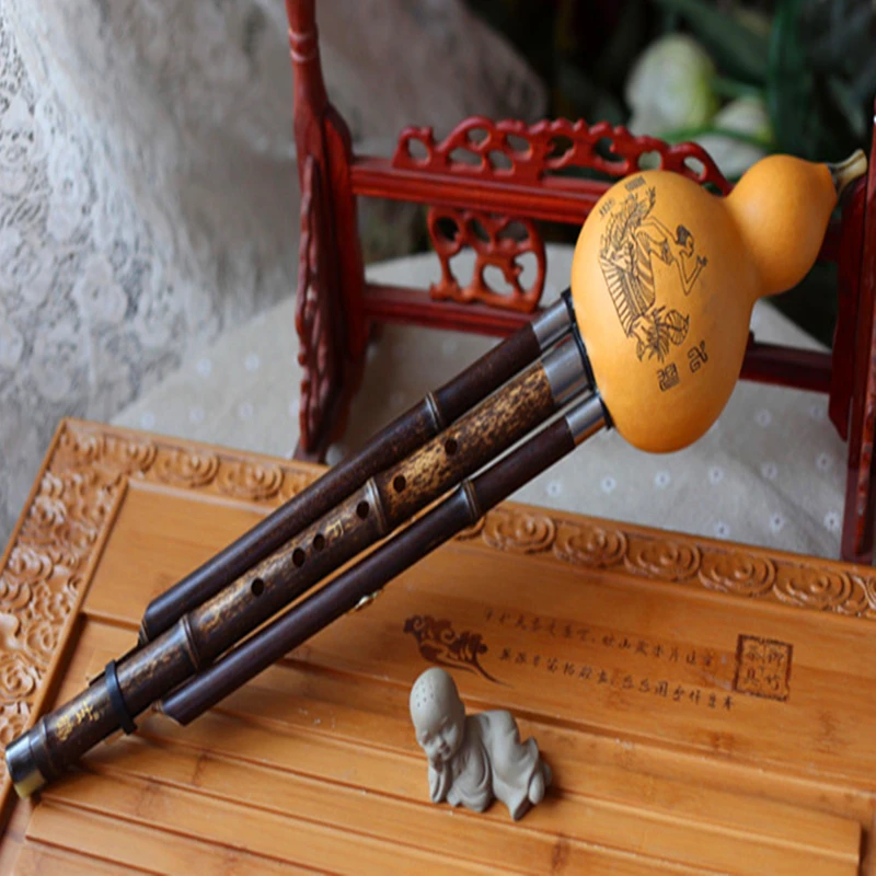 

Black Bamboo Dual Tone Hulusi Flute Gourd Flauta G/ F Key Calabash Flute Hulusi Folk Instrument Professional Calabash Hulusi