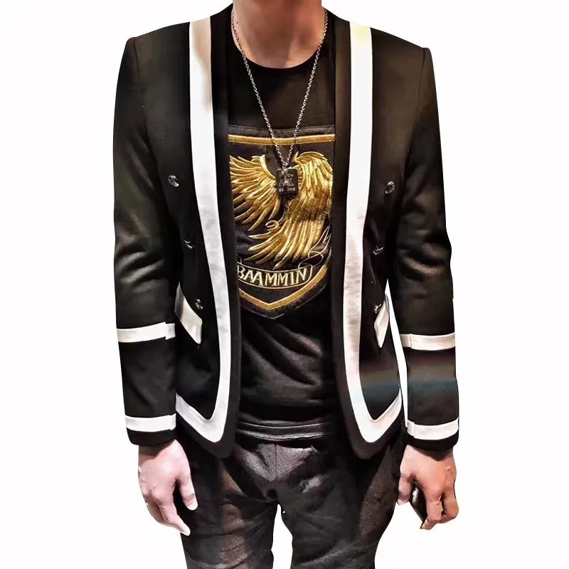 

Tide Hairstyle Division Men Blazer Leisure Time Self-cultivatio Autumn Men Suit Coat Male Trend Single Western Hip-hop Jacket
