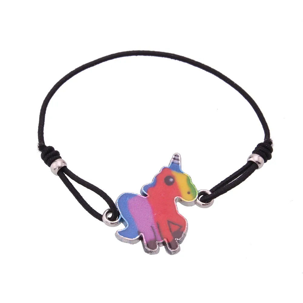 

pretty cute unicorn charm bracelet 2019 most fashion red black blue pink elastic thread adjustable friendship bracelet cordon