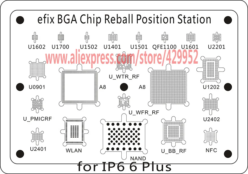 Efix BGA чип Reball Stencil A8 A9 A10 паяльная станция паяльник сварочный флюс фиксация iPhone 6 6s 7