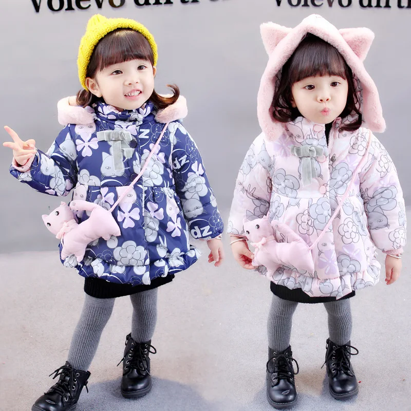 Новая зимняя детская одежда для девочек Корейская теплая хлопковая стеганая одежда для маленьких и средних девочек зимняя куртка для малышей