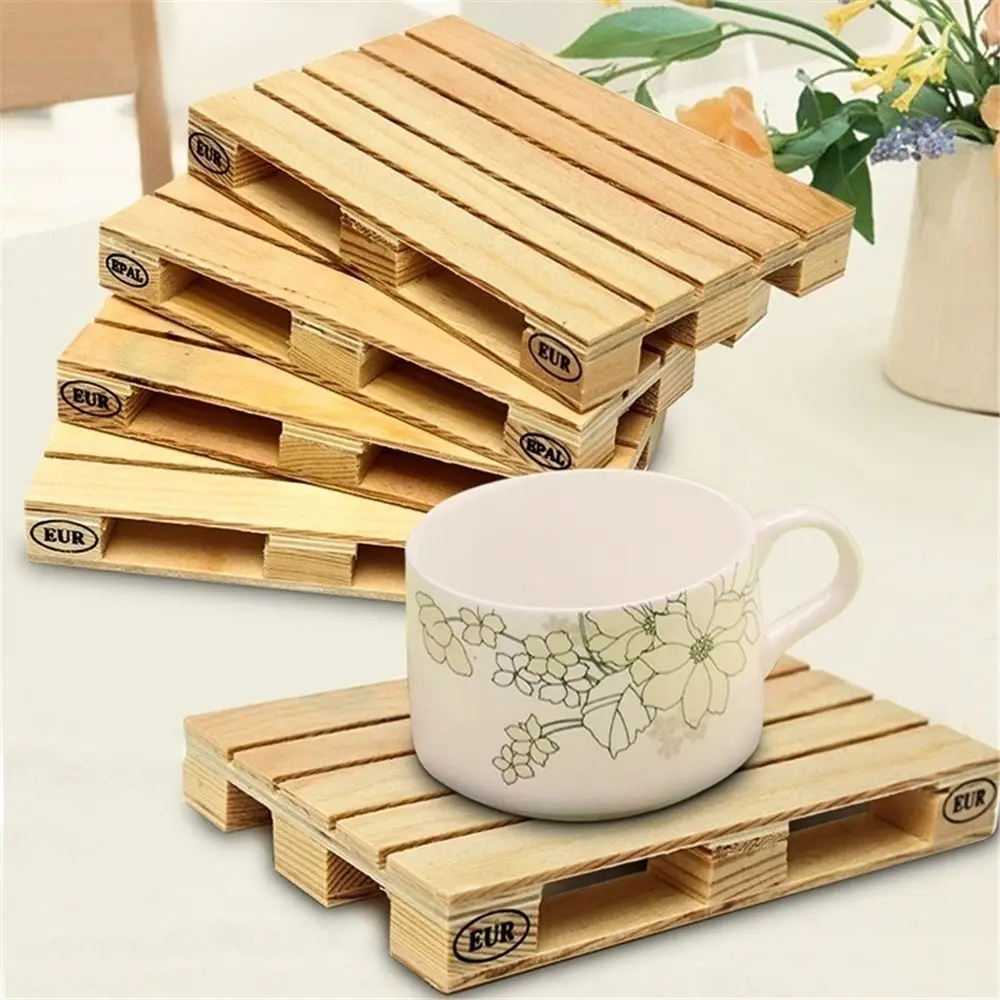 Set of 4 Wooden Beverage Pallets Mini Wooden Pallet Coasters Coaster