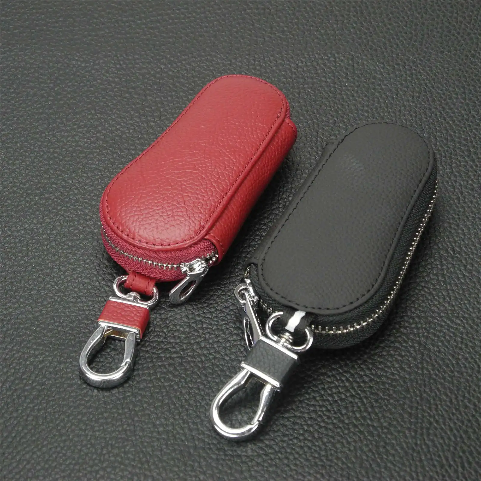 Popular Leather Women Keychain Cover Zipper Key Case Pouch Purse Car