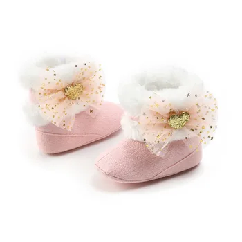

Baby Boots Wnter Bow Plus Velvet Warm Toddler Boots Fashion Soft Baby Boots Girl