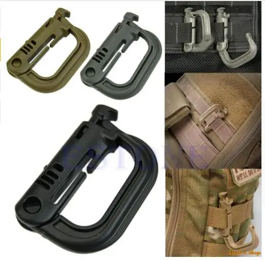 

Attach Plasctic Shackle Carabiner D-ring Clip Molle Webbing Backpack Buckle Snap Lock Grimlock Camp Hike Mountain climb Outdoor