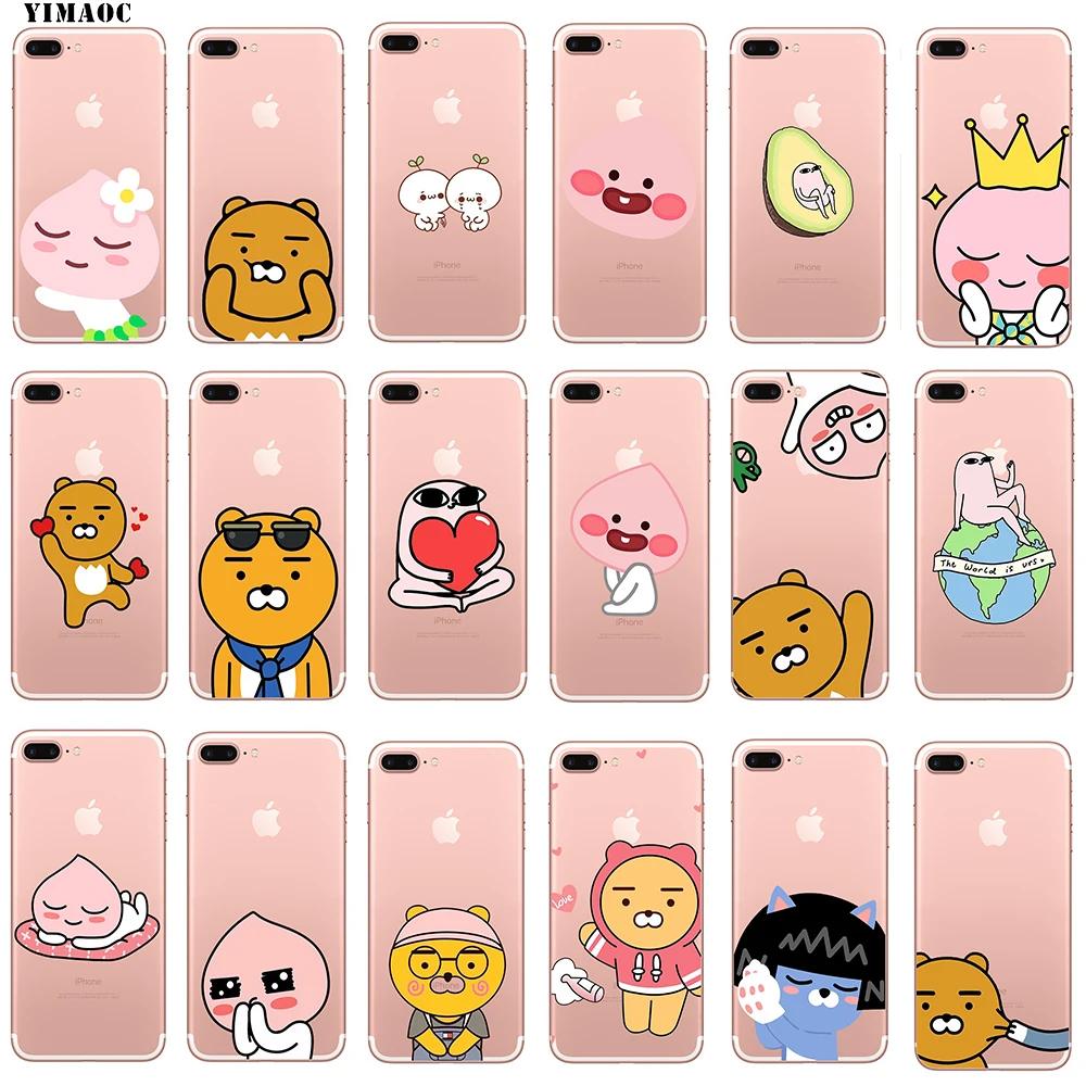 

YIMAOC Cartoon funny cocoa KAKAO Friends Soft TPU Silicone Case for Apple iPhone 8 7 6 6S Plus X 5 5S SE for iPhone XS Max XR